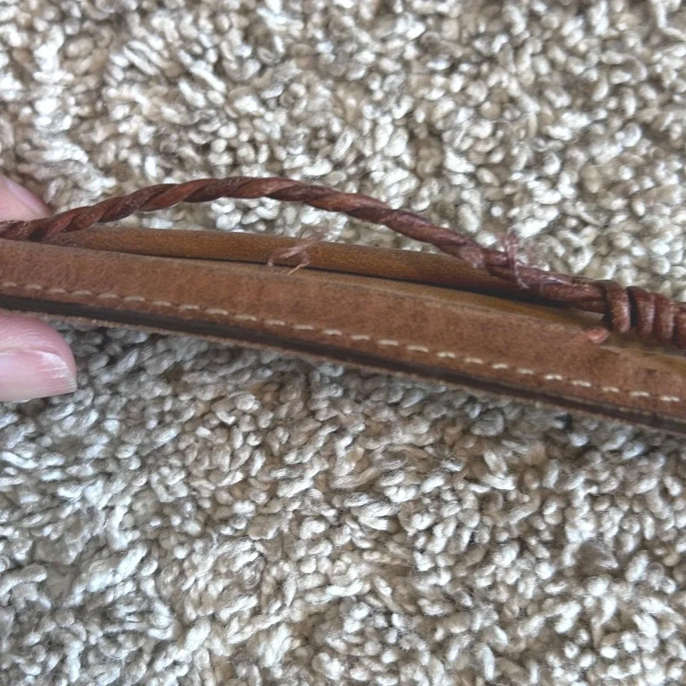 Justin Cowboy Tan Leather Barbed Wire Western Belt Silver Engraved Buckle 52